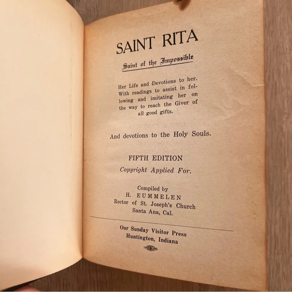 Super Rare 1919 Antique Book Devotion To St. Rita And The Poor Souls Illustrated